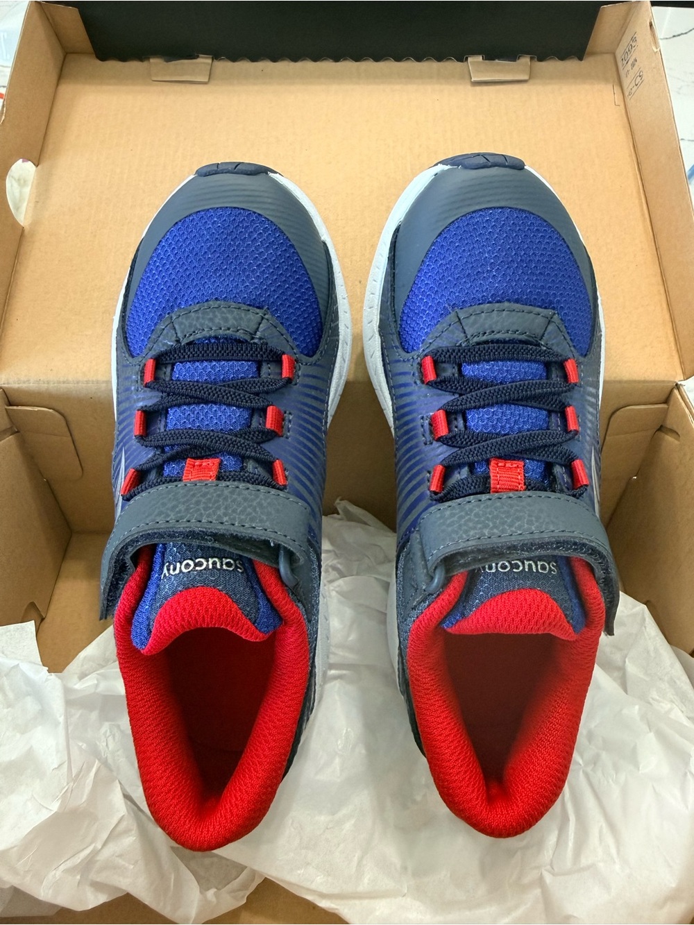 Saucony Kids Blue and Red Hook-and-Loop Athletic Sneakers